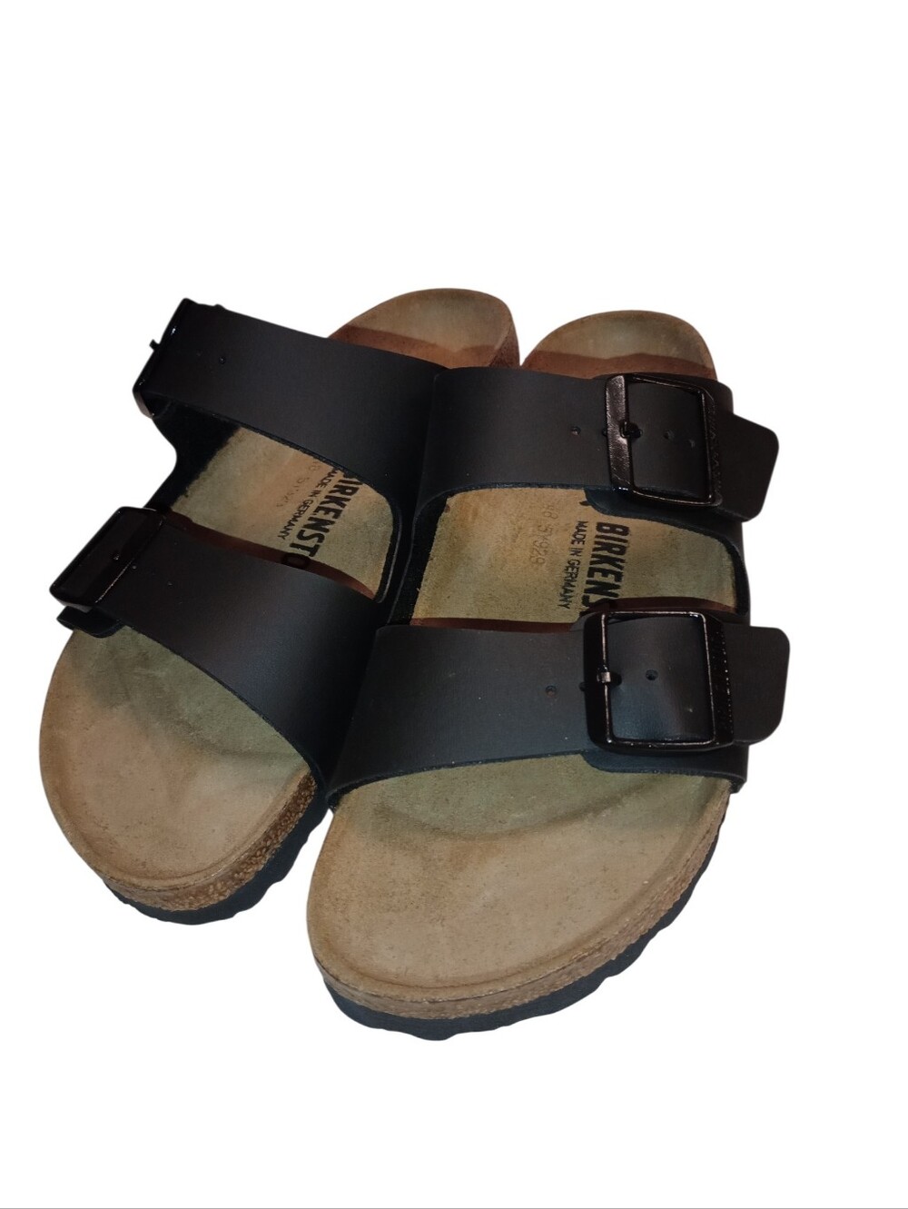 Birkenstock Arizona Birko-Flor Black Two-Strap Sandals, Size 39/8/8.5, NWT
